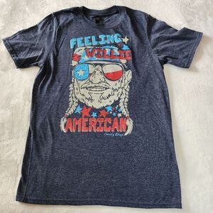 Country Deep Willie Nelson American Gray Tshirt With Graphics Size Small